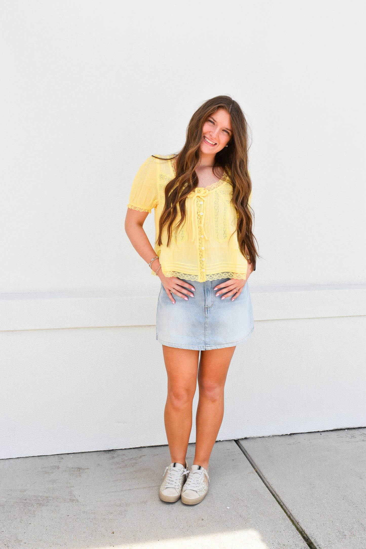 Lace & Lovely Top: Yellow