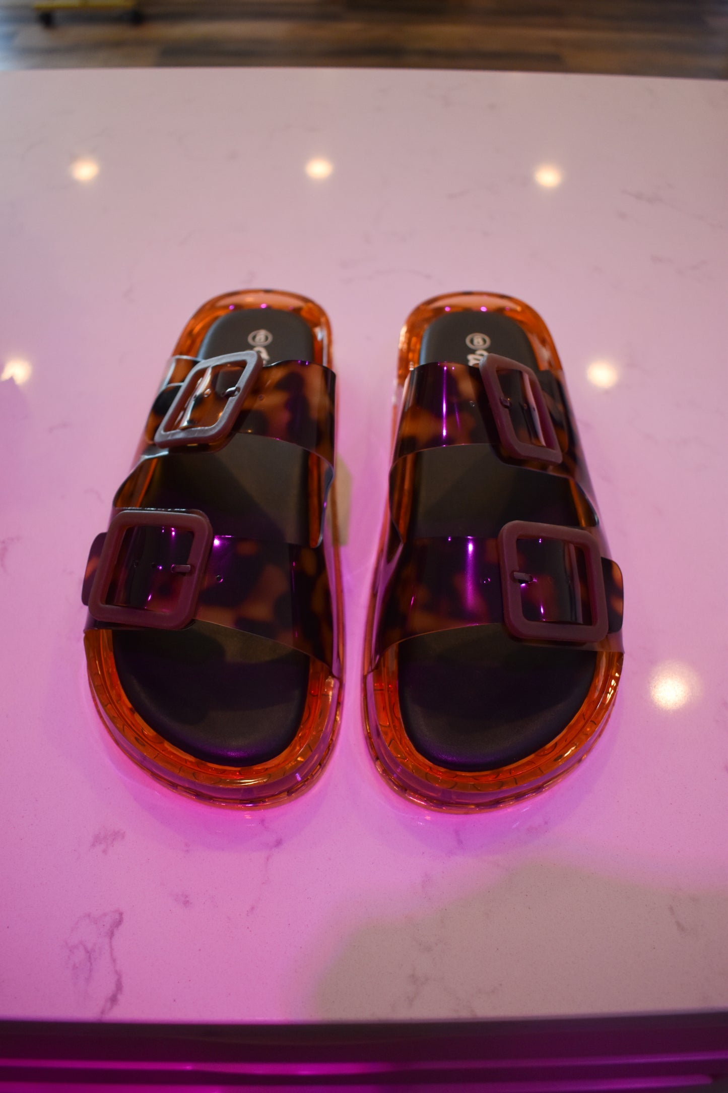 Leopard Jelly Sandals