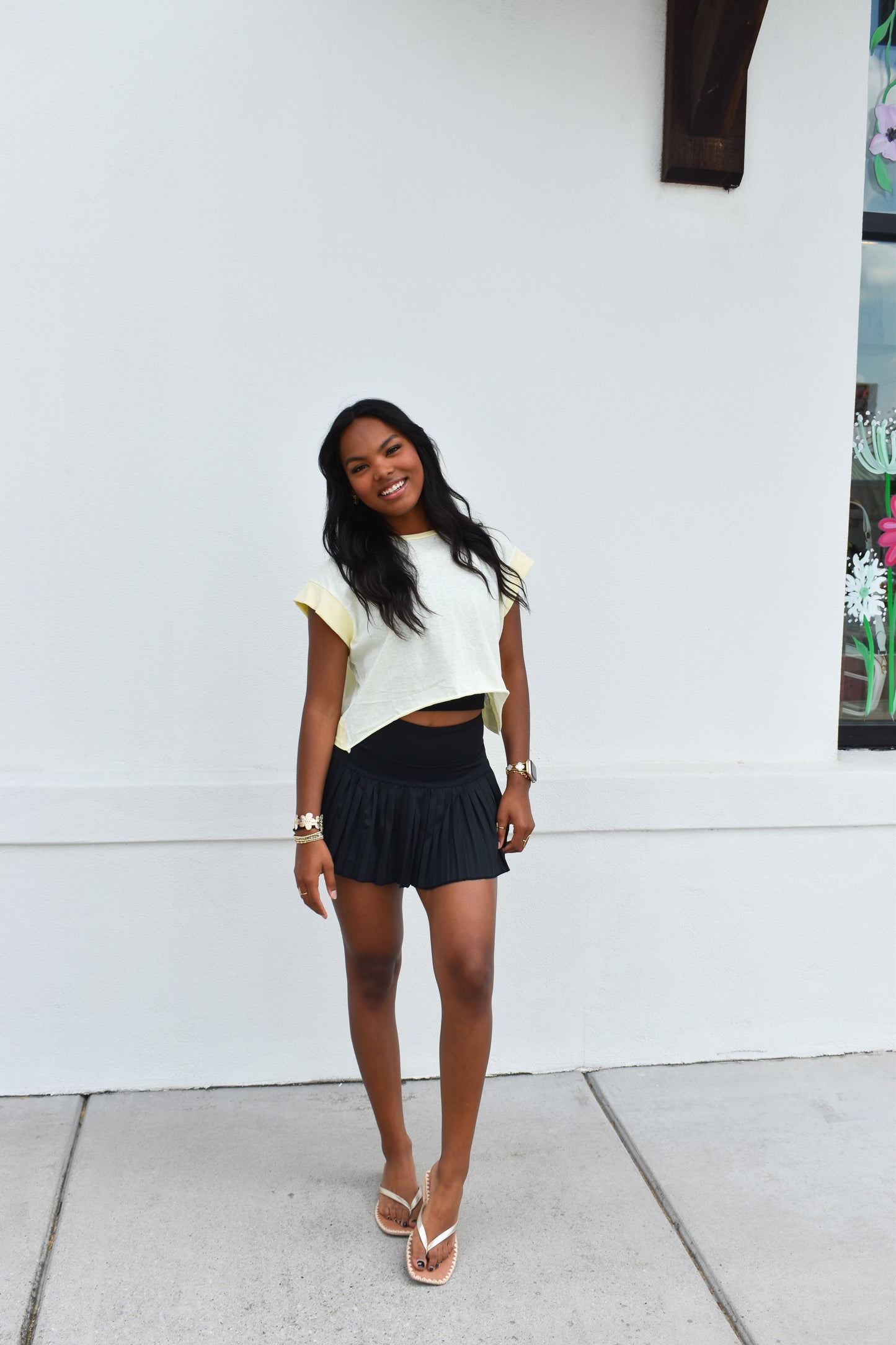 Cutout Back Layering Tee: Yellow