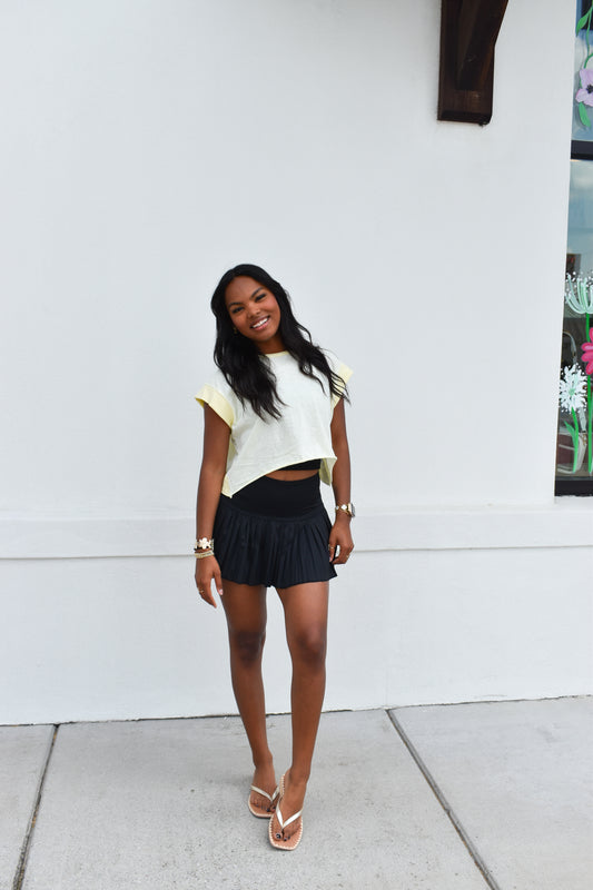 Cutout Back Layering Tee: Yellow