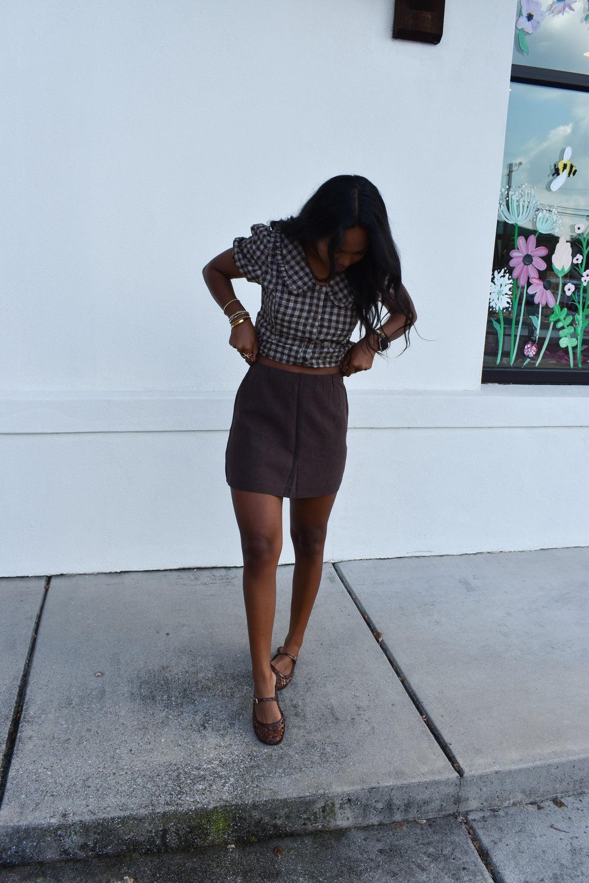Tailored High-Rise A-Line Mini Skort