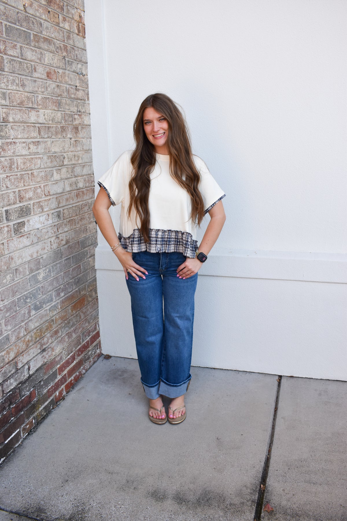 Hadley Plaid Trim Top