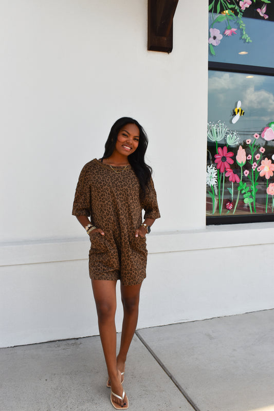 Leopard Casual  Comfy Romper