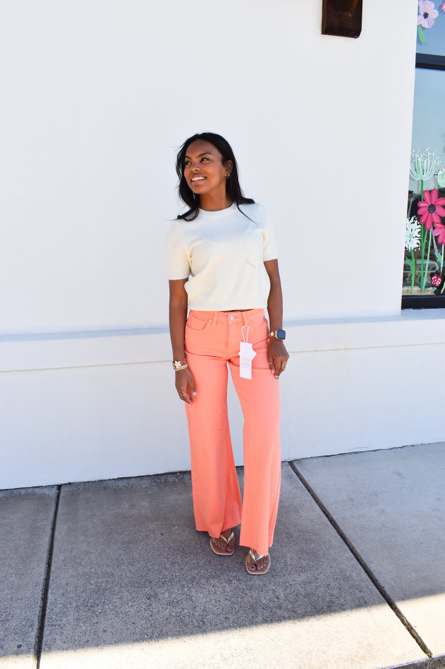 Risen Coral Wide Leg Jeans