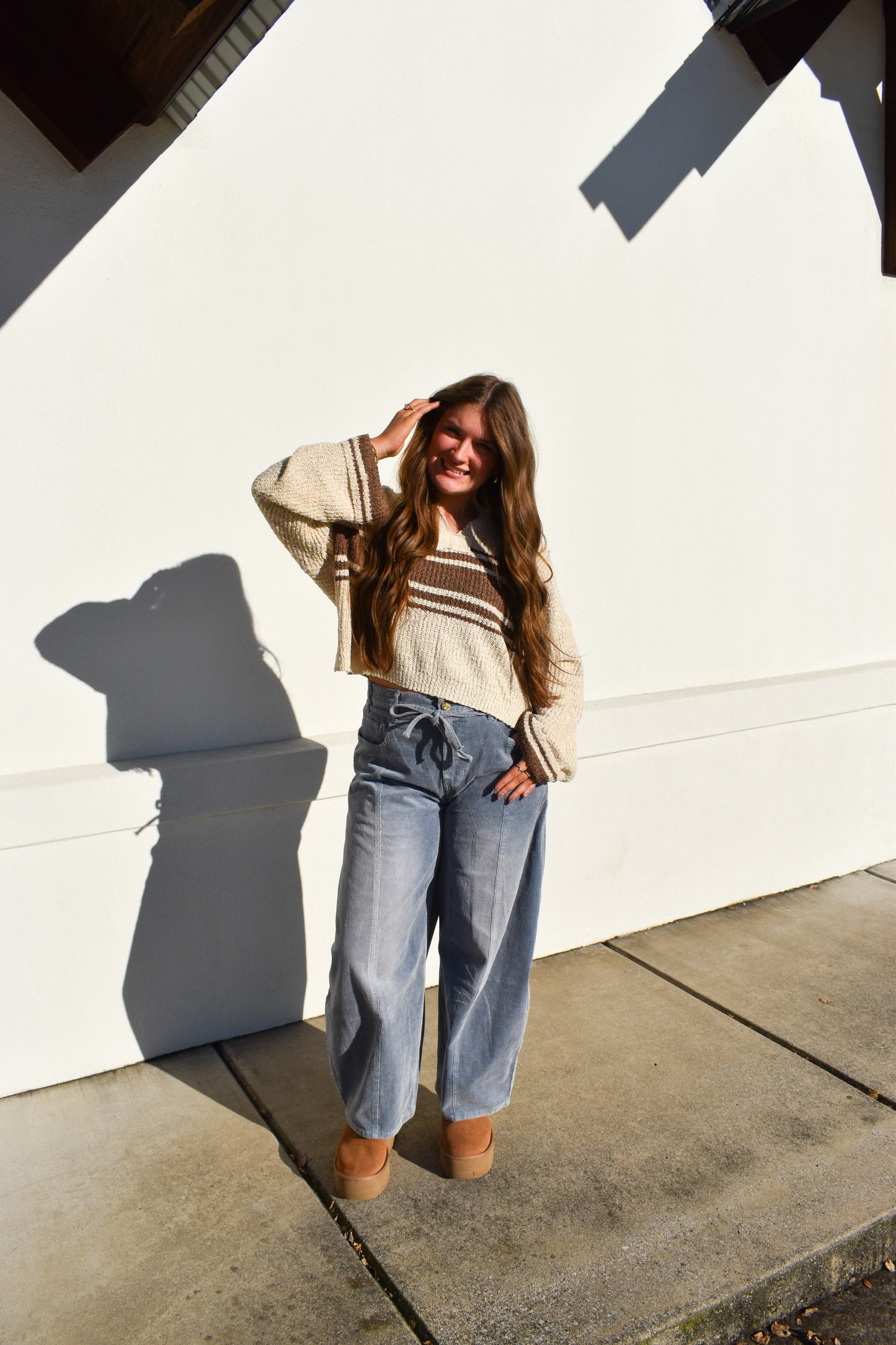 Stripe Patch Long Sleeve Sweater