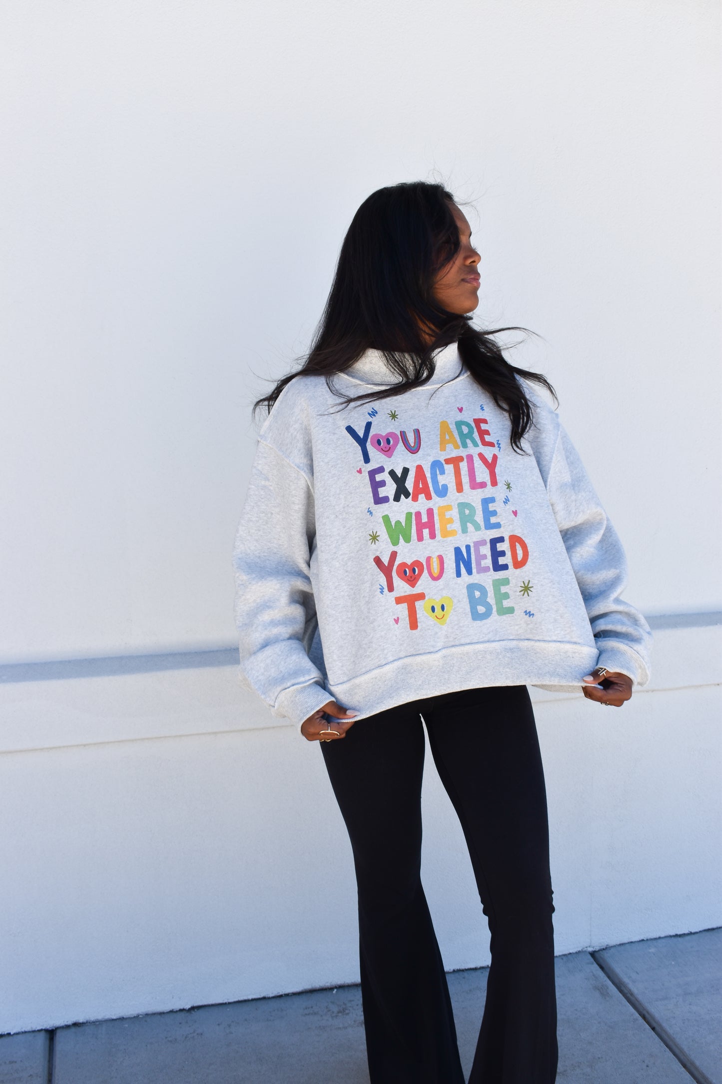 Fun Graphic Reversible Crop Mockneck