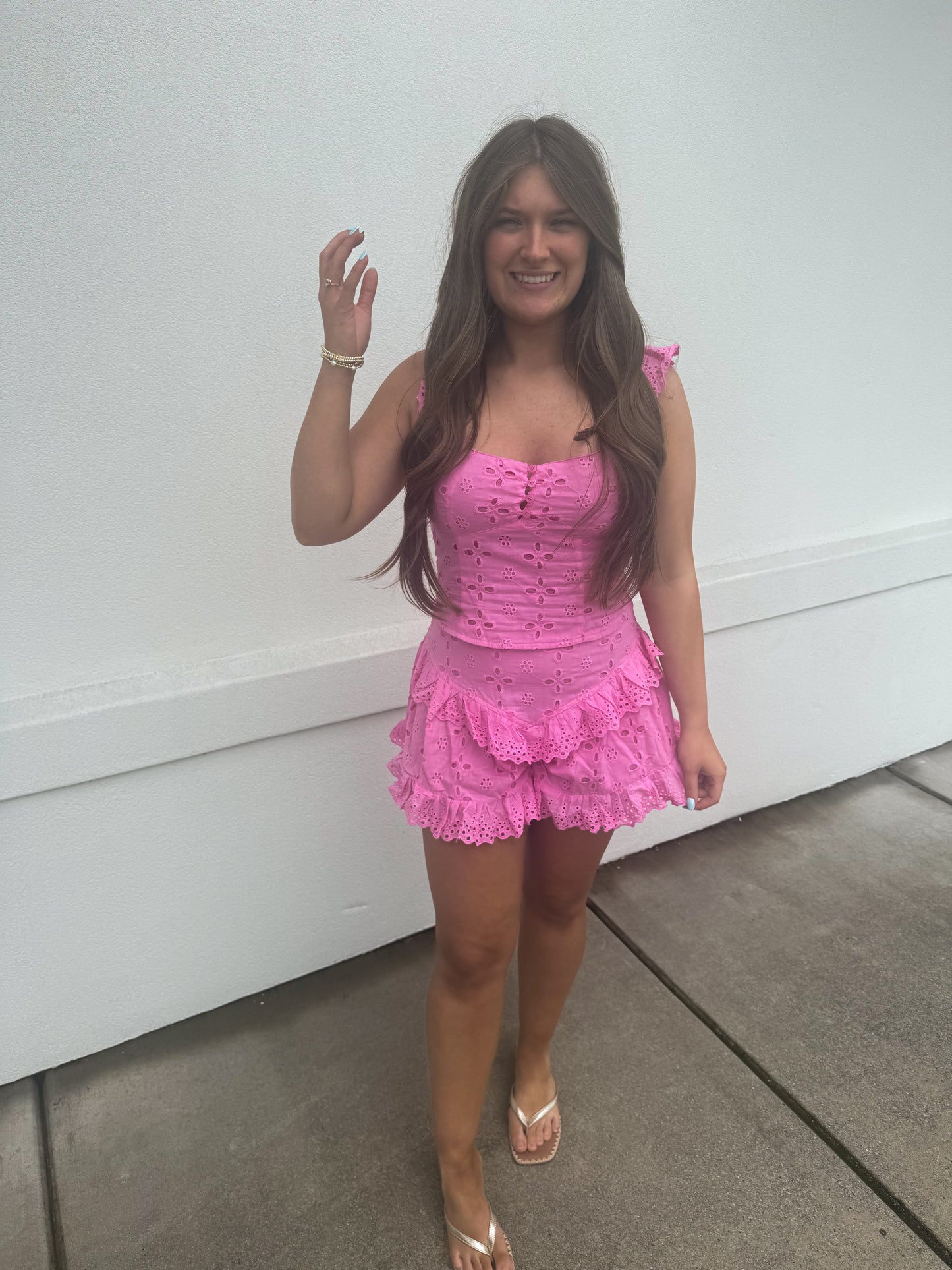 Lizzie Eyelet Cap Sleeve Top