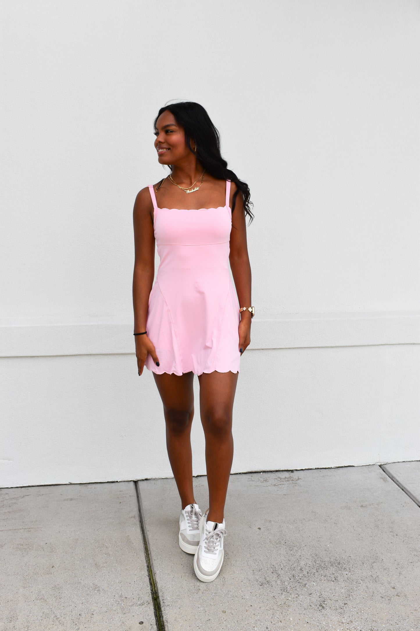 Scallop Athletic Dress: Pink