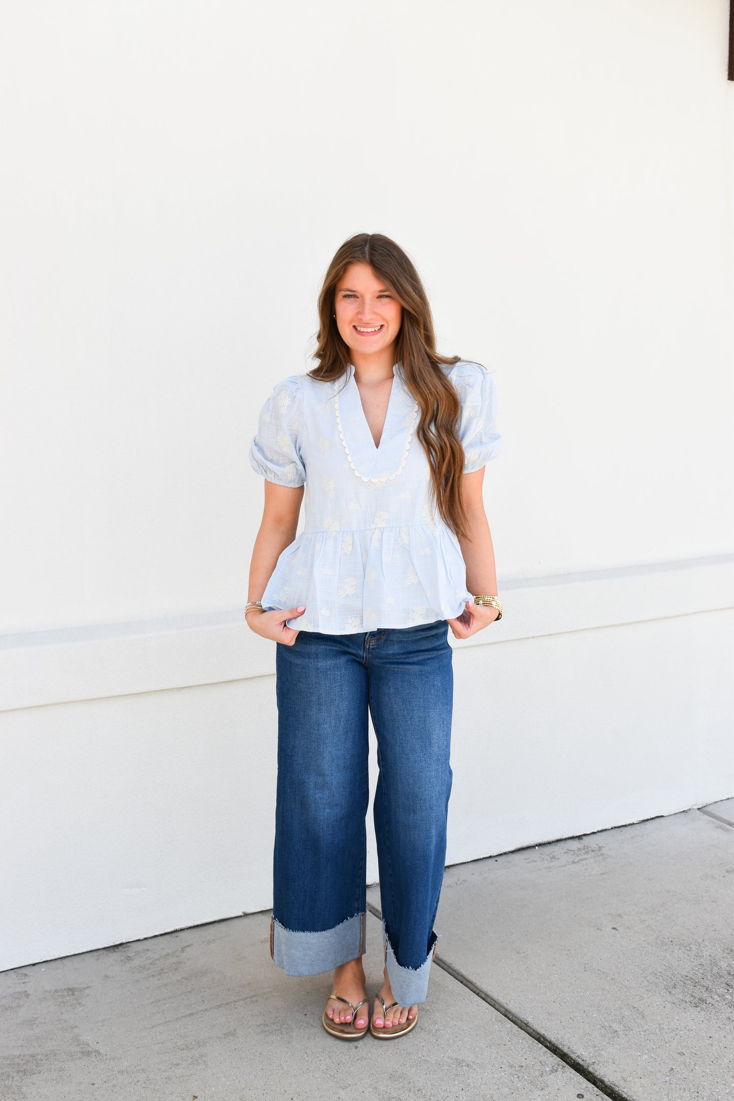 Eloise Peplum Puff Sleeve Top