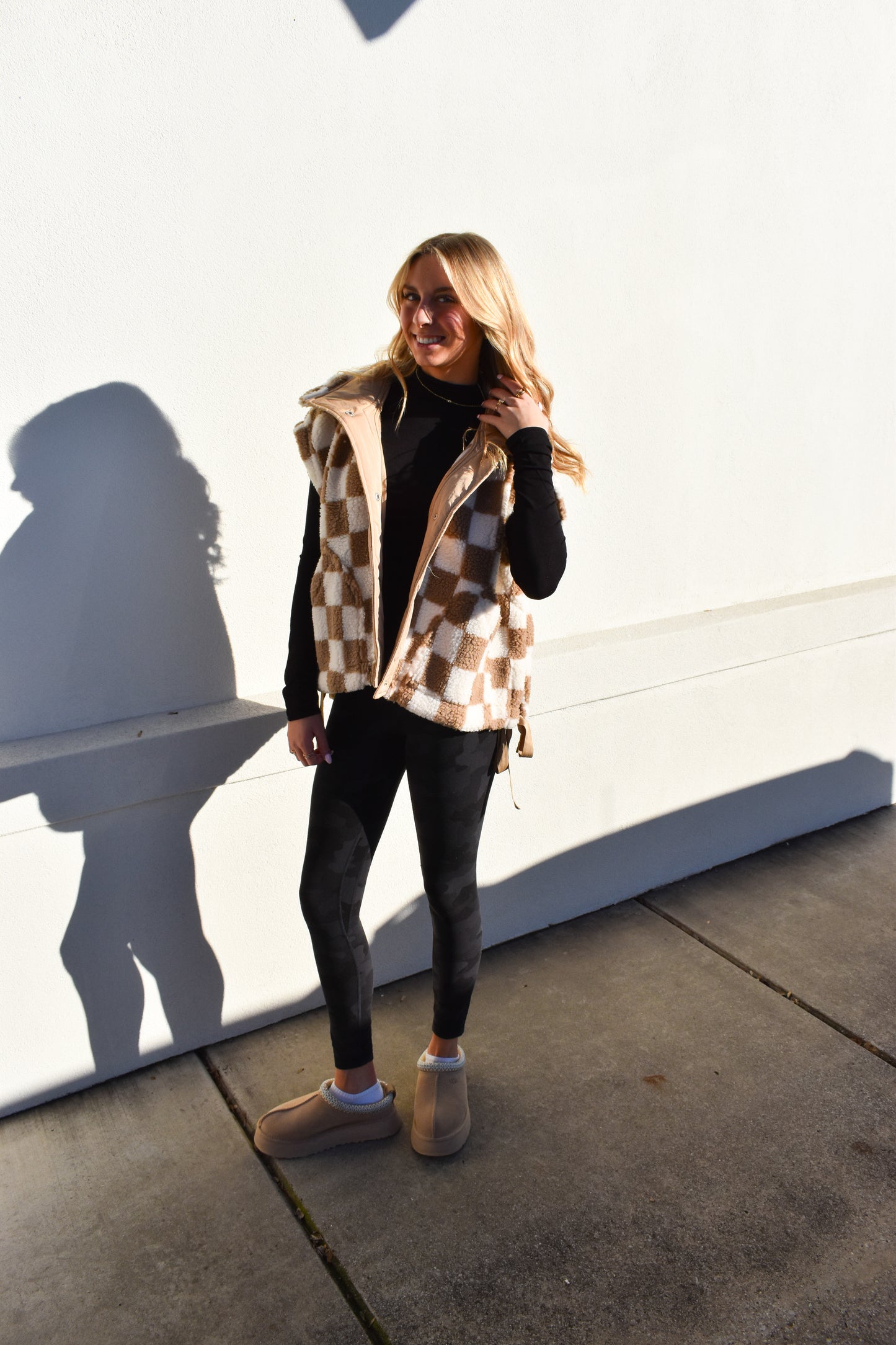 Checkered Fleece Vest