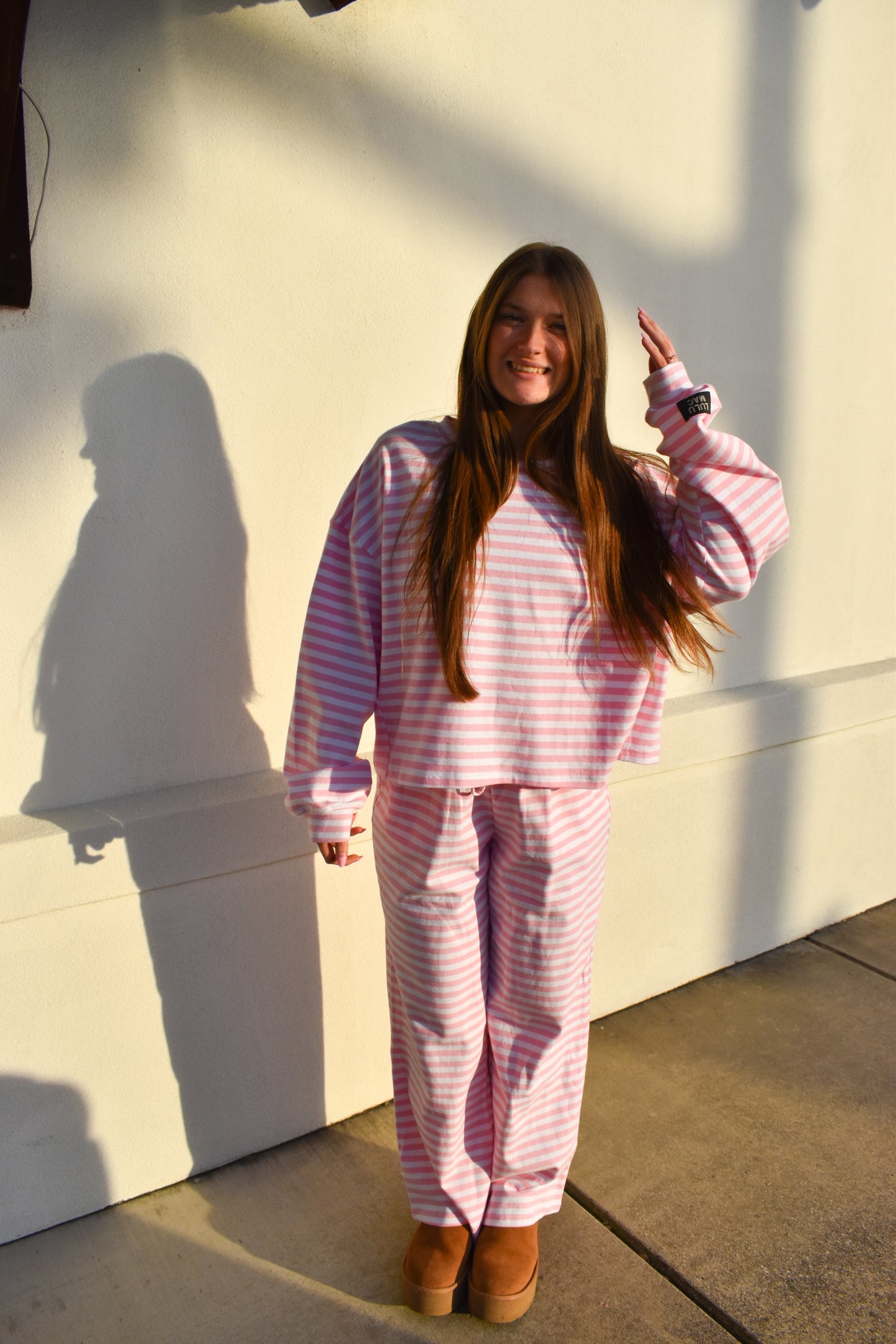 Lounge Stripe Pants: Light Pink