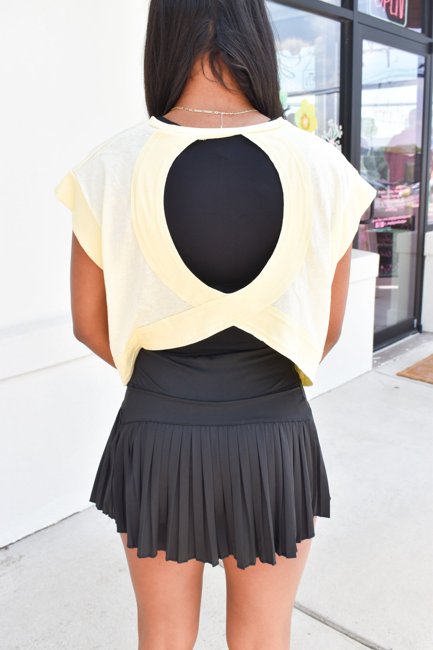 Cutout Back Layering Tee: Yellow