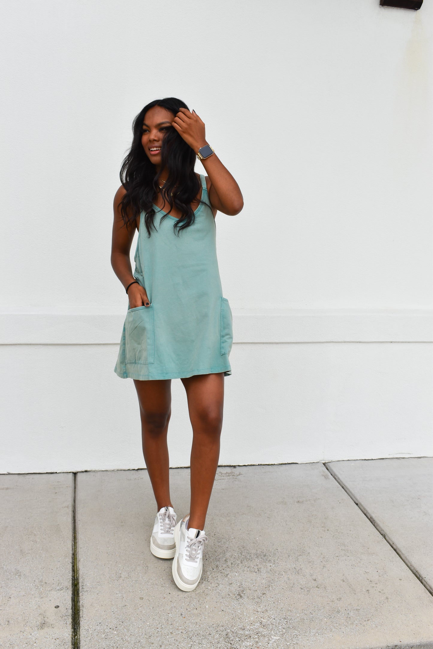 Mini Dress W/ Built in Romper Lining: Teal