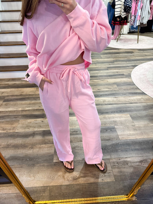 Lulu Mac Waffle Pants: Light Pink