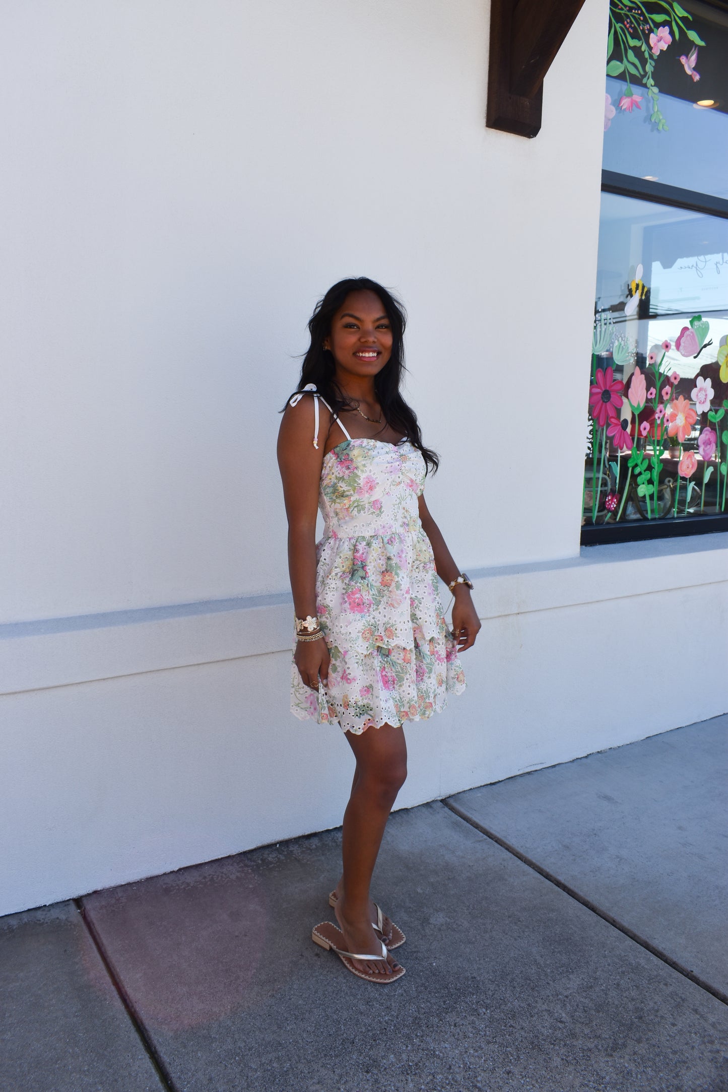 Elin Eyelet Tiered Mini Dress