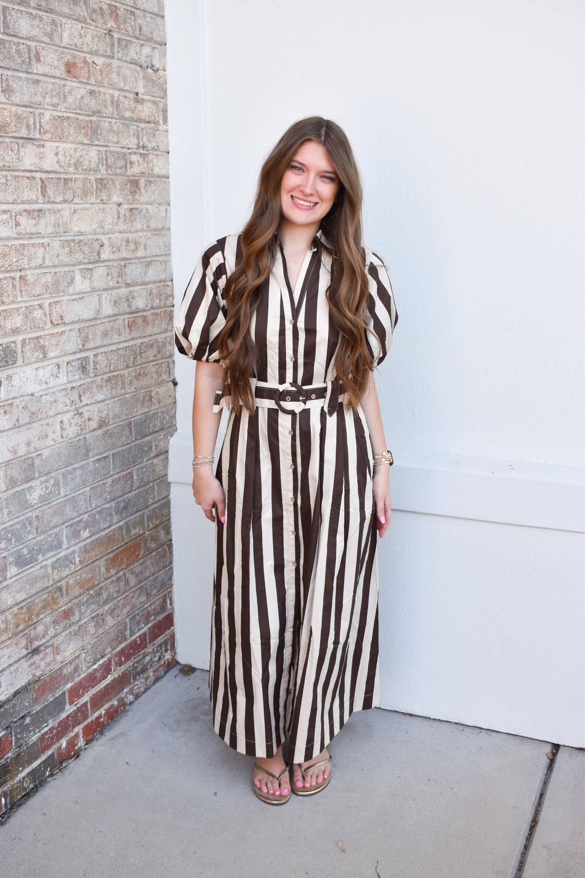 Cora Belted Stripe Maxi Dress