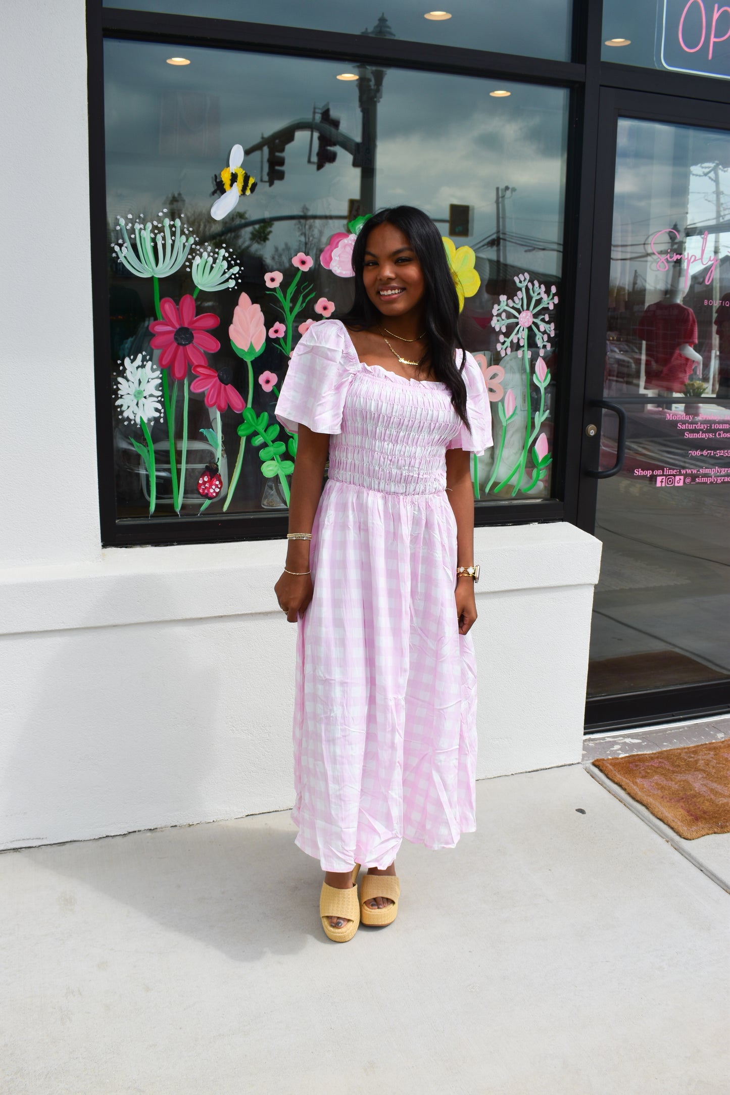Pretty in Pink Gingham Maxi Dress
