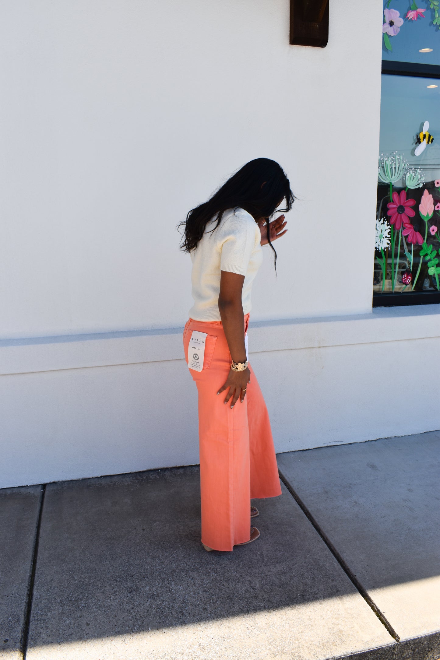 Risen Coral Wide Leg Jeans