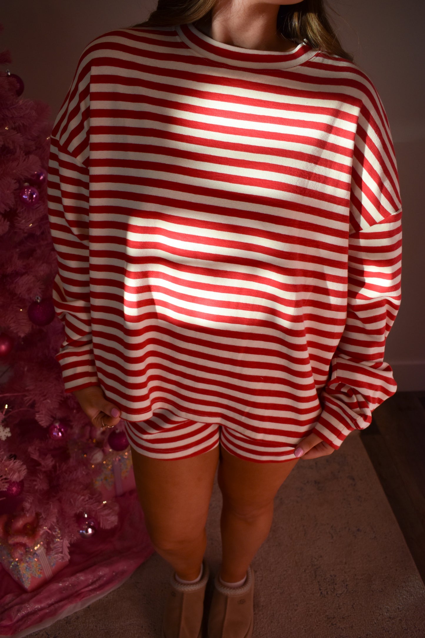 Lounge Stripe Top: Red