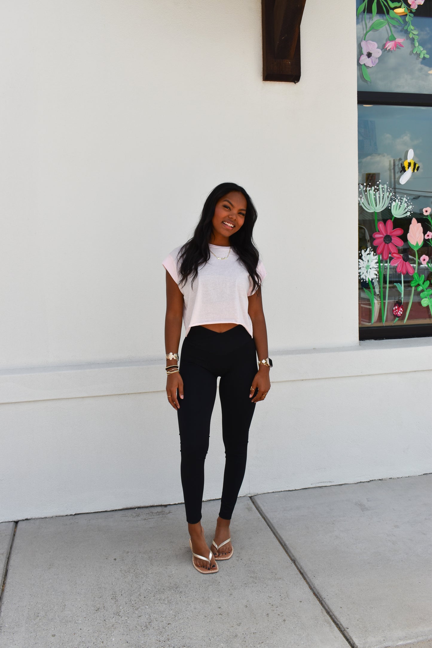 Cutout Back Layering Tee: Pink