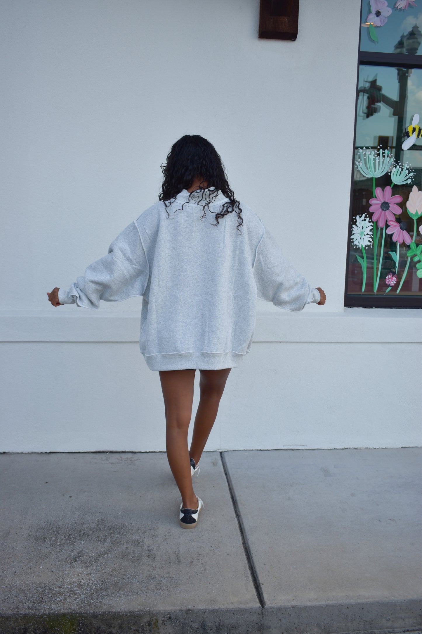 "MAHJONG" Embroidered Stripe Mockneck
