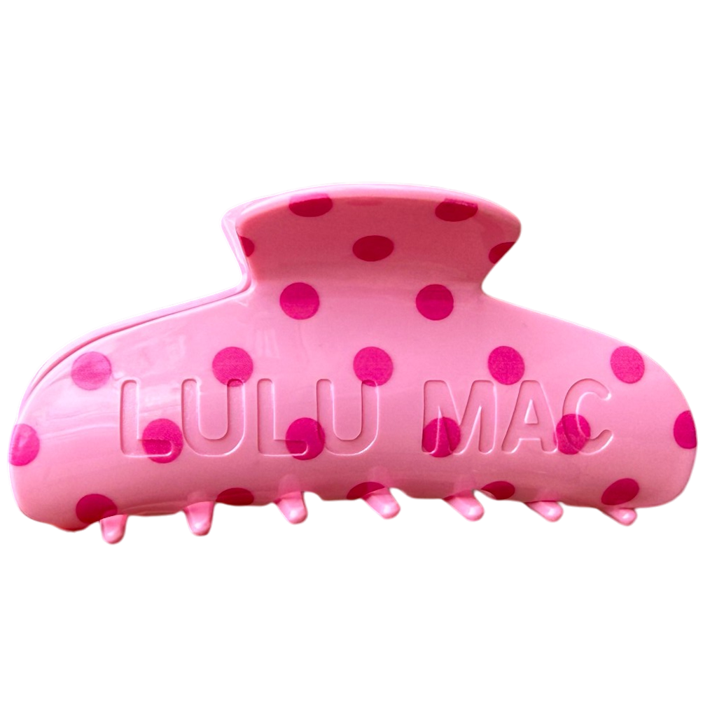 Lulu Mac Claw Clip: Pink/Hot Pink Dot