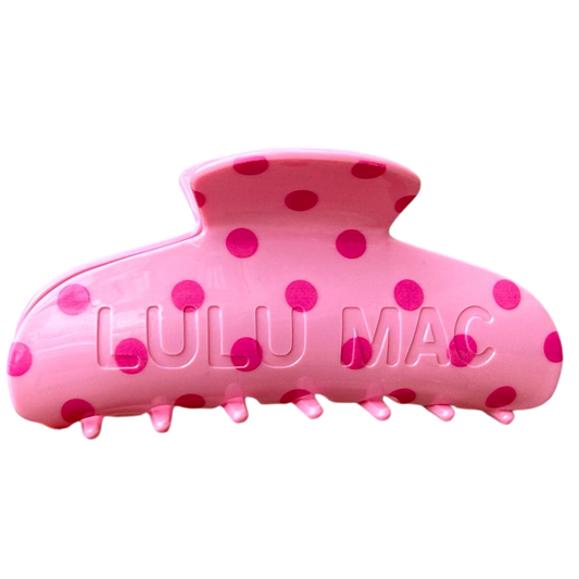 Lulu Mac Claw Clip: Pink/Hot Pink Dot