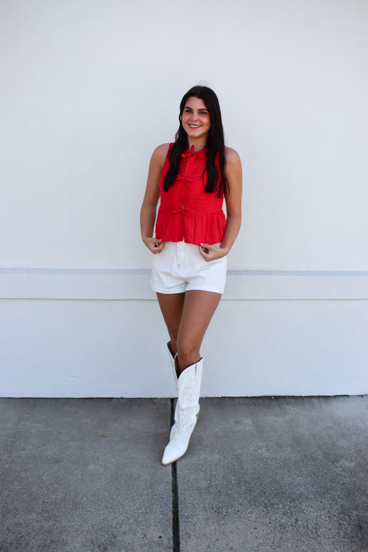 River Sleeveless Bow Top