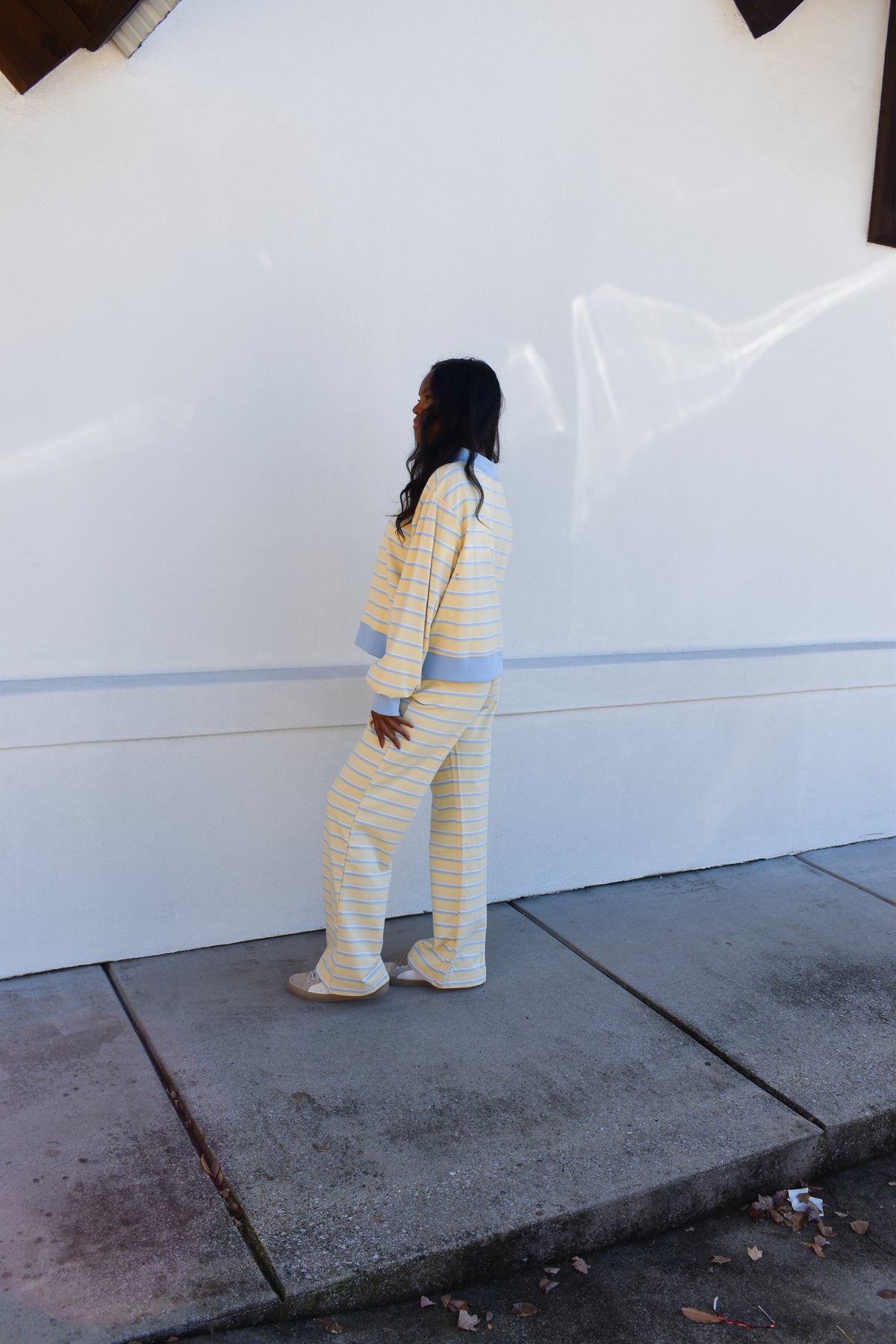 Striped Pants: Baby Blue/Lemon