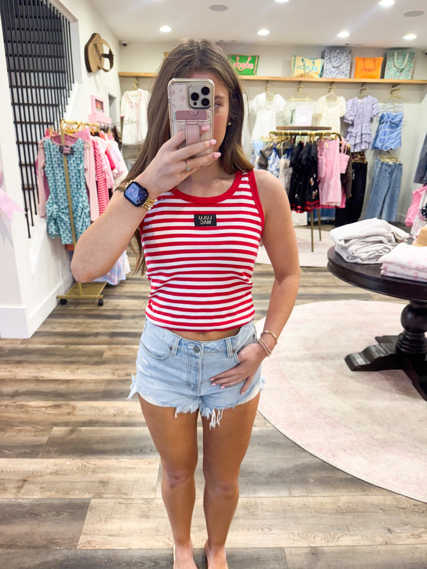 Lulu Mac Stripe Tank Top: Red