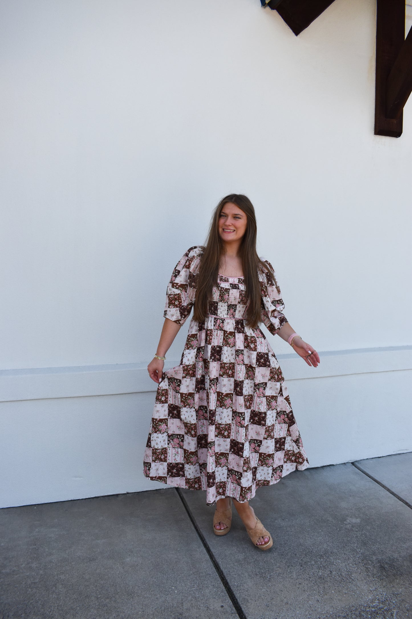 Jessie Floral Maxi Dress W/ Puffy Sleeves