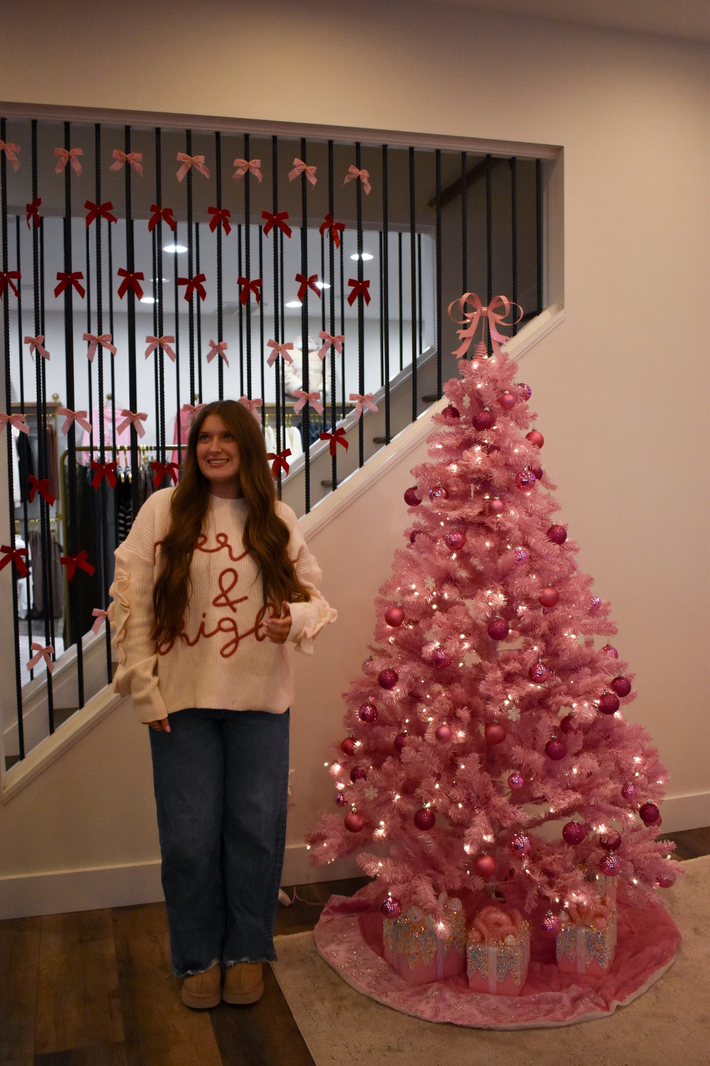 Merry & Bright Cord Letter Ruffle Top