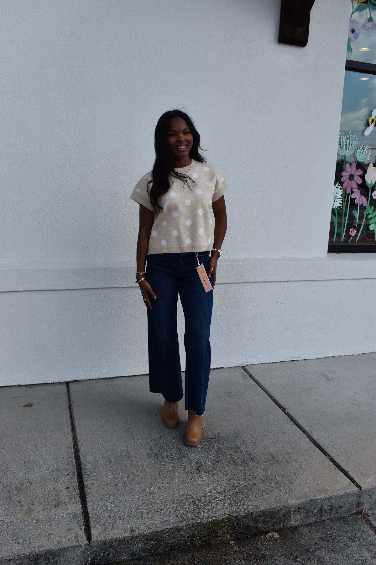 Polka Dot Knit Sleeveless Top