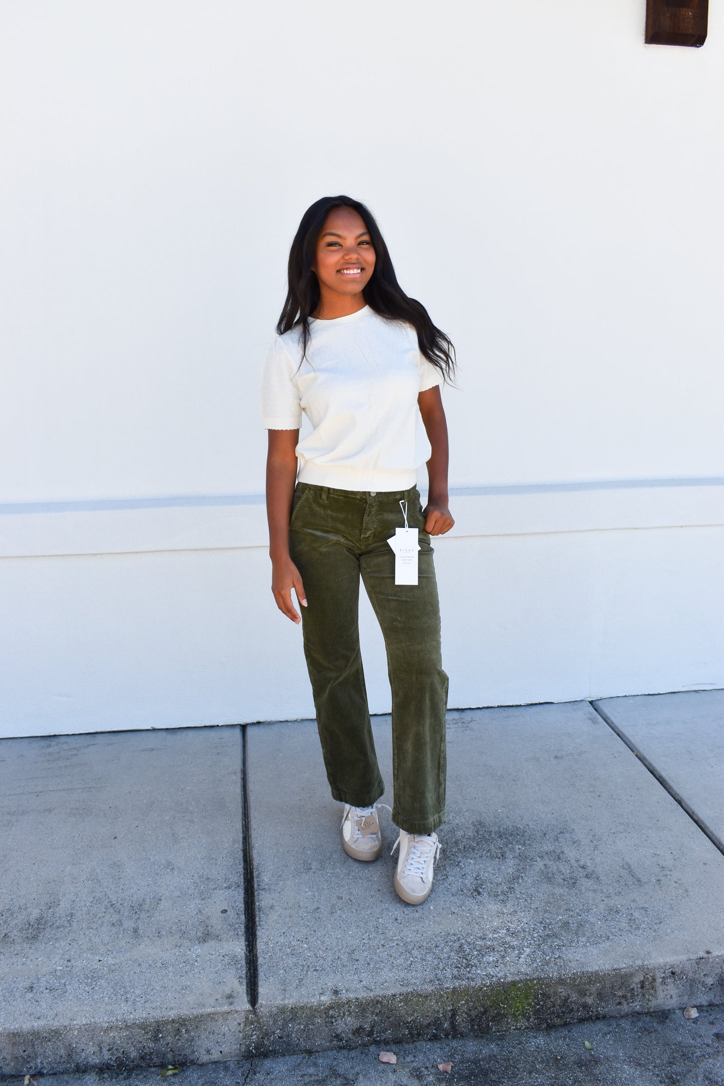 Starburst Pointelle Puff Sleeve Sweater