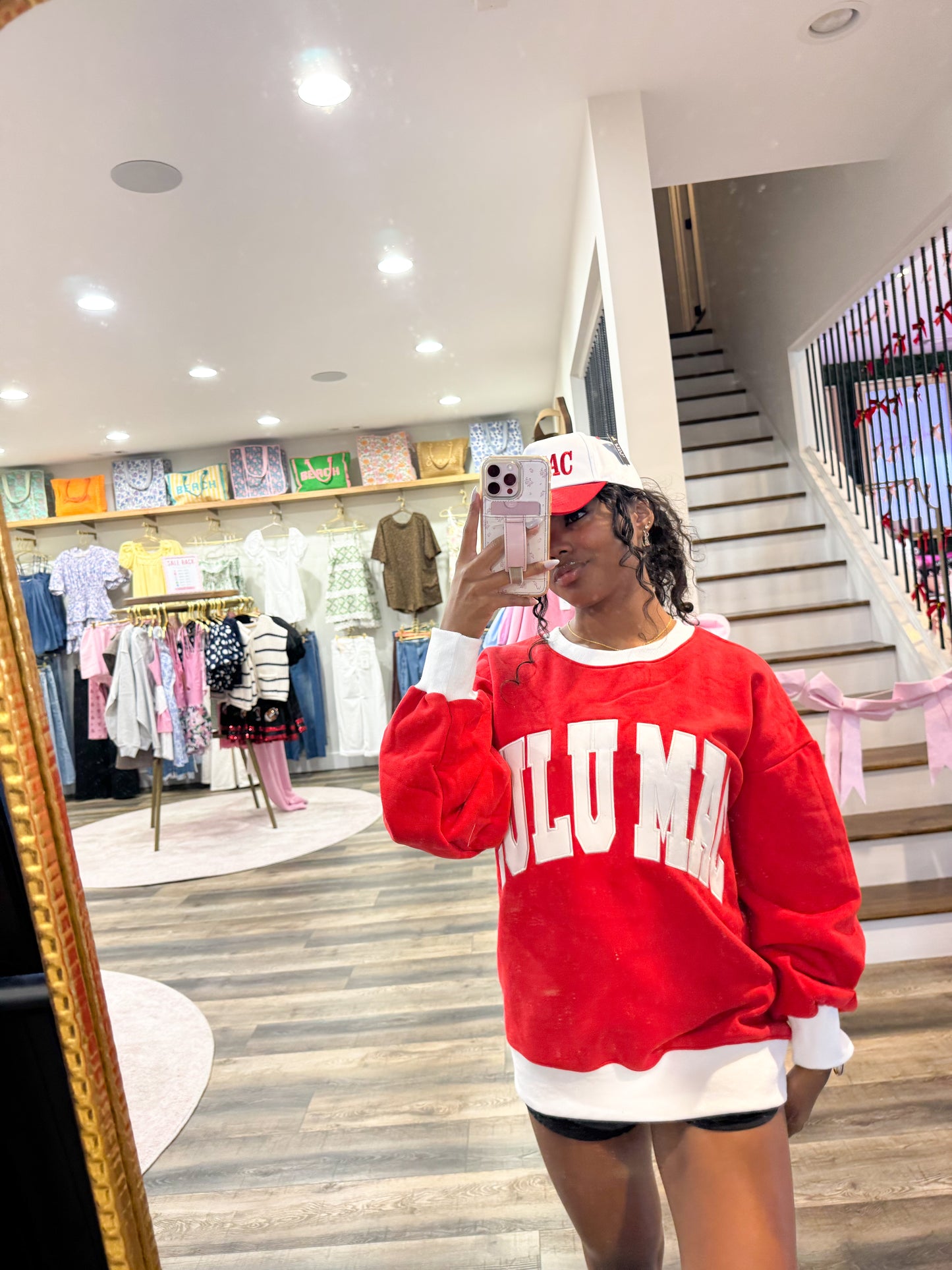Lulu Mac Color Block Sweatshirt: Red/White