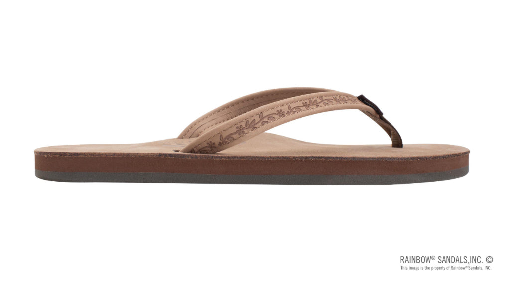 "Rainbow" Floral Dark Brown Flip Flops