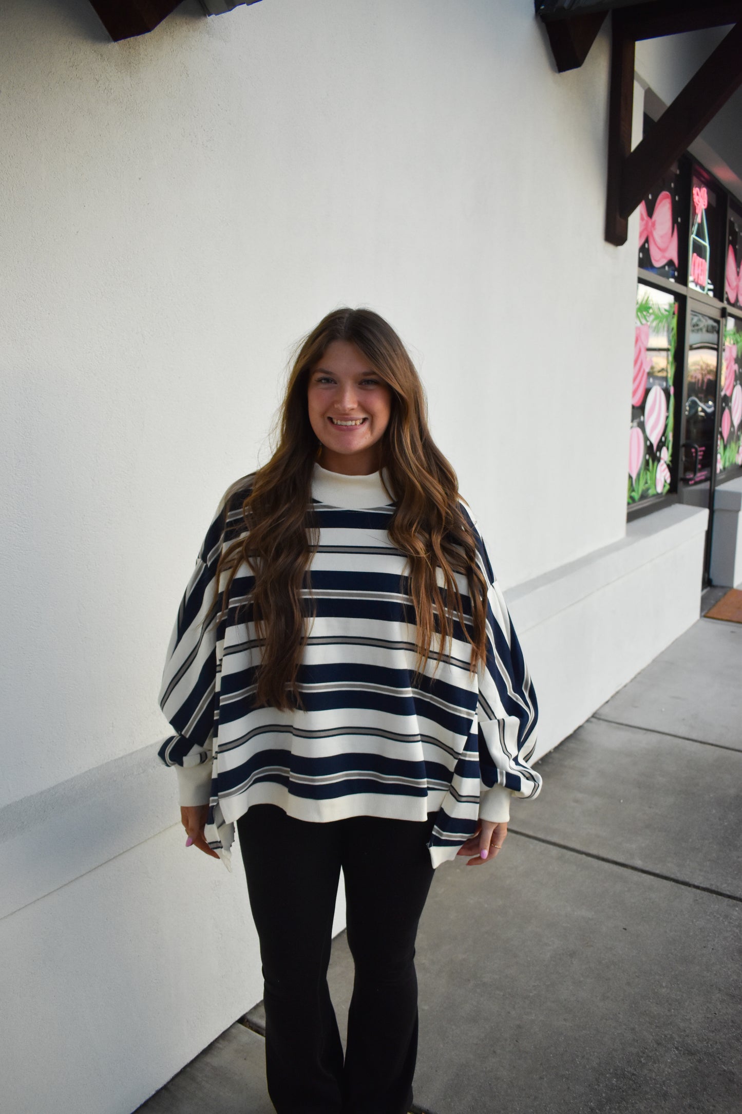 Striped Oversized Mockneck