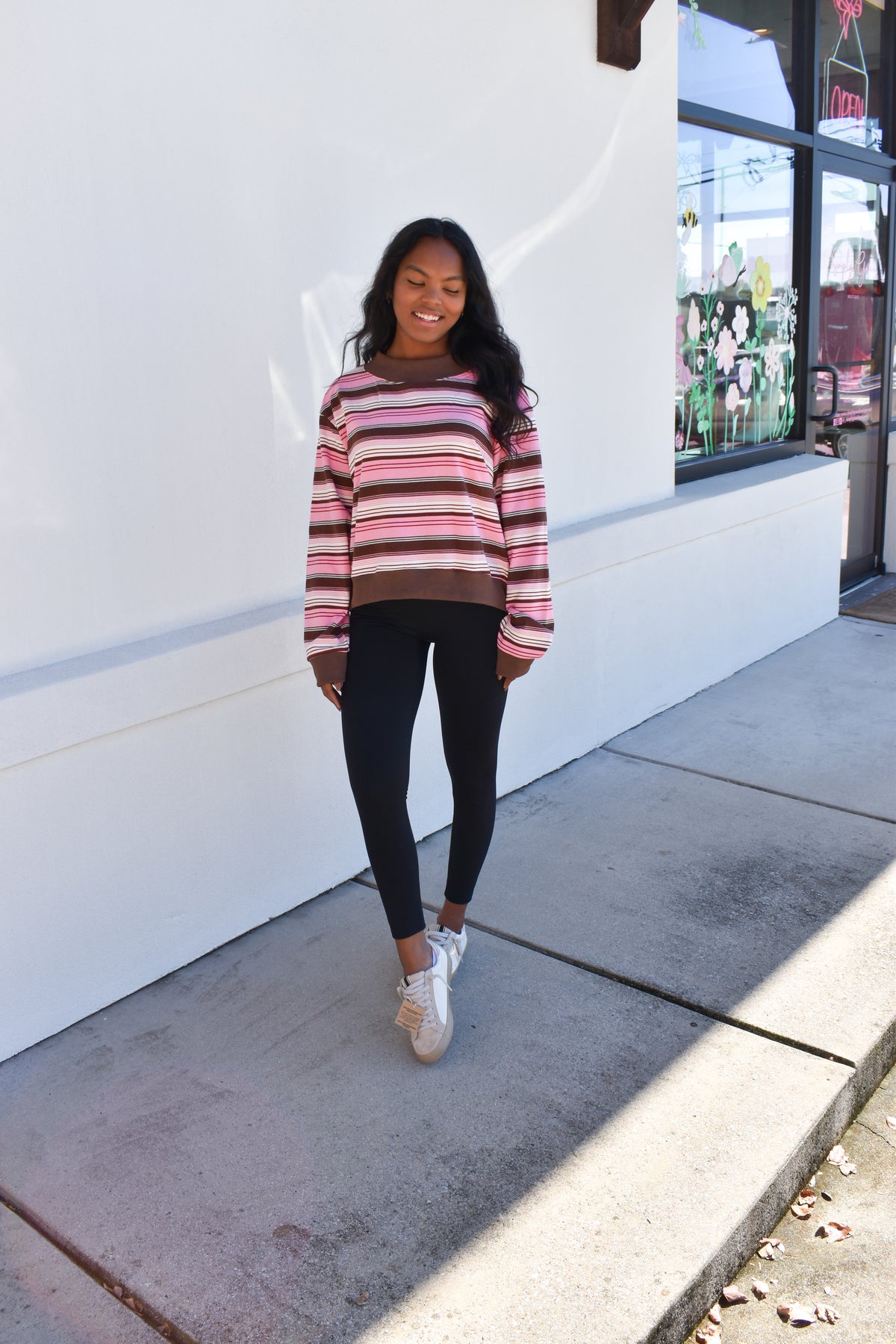 Striped Mockneck: Pink/Brown