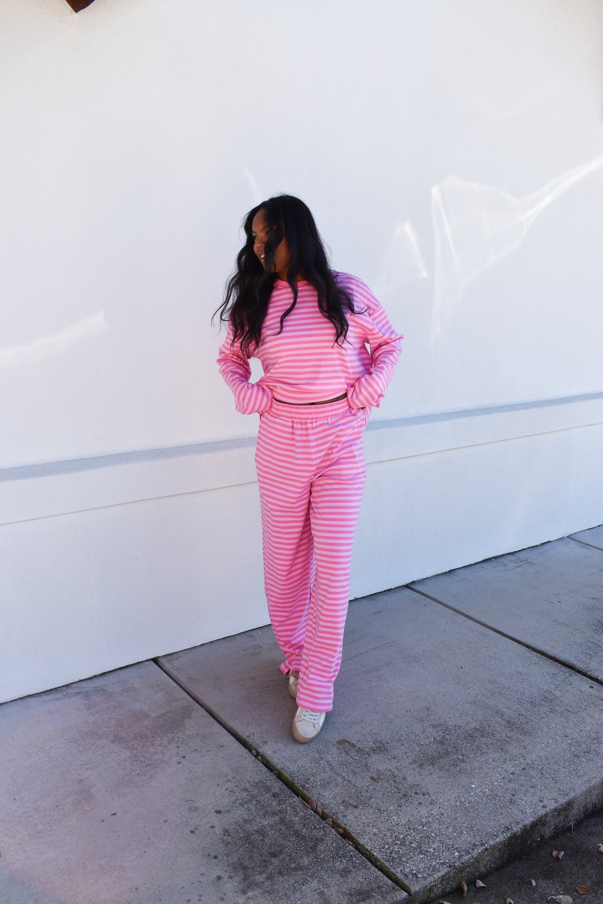 Hot Pink Striped Loungewear Pants