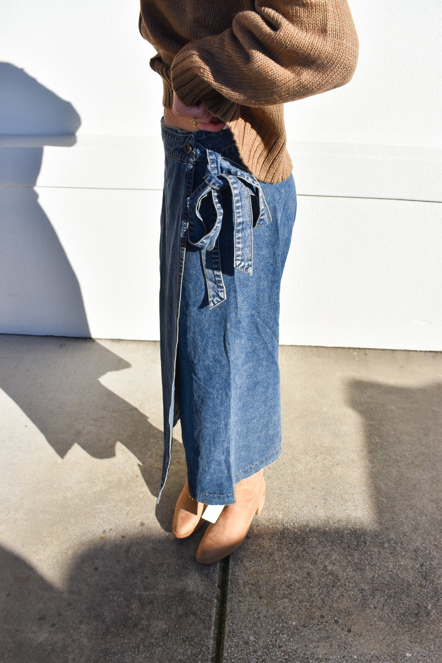 Denim Maxi Wrap Skirt