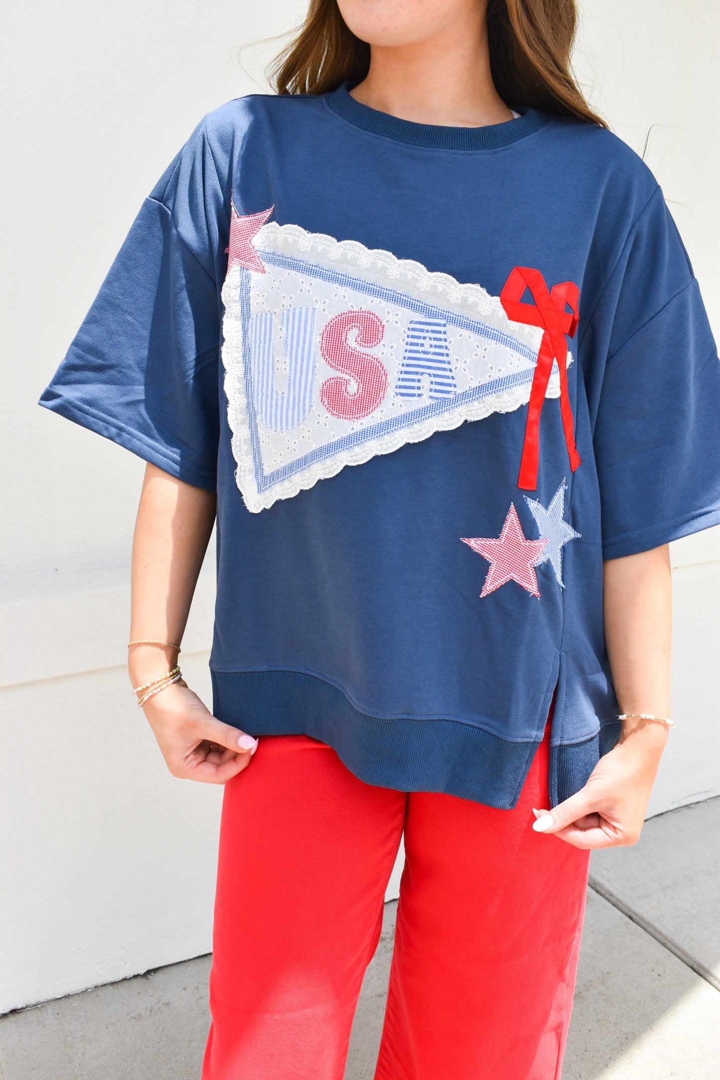USA Lace Ribbon Sweatshirt