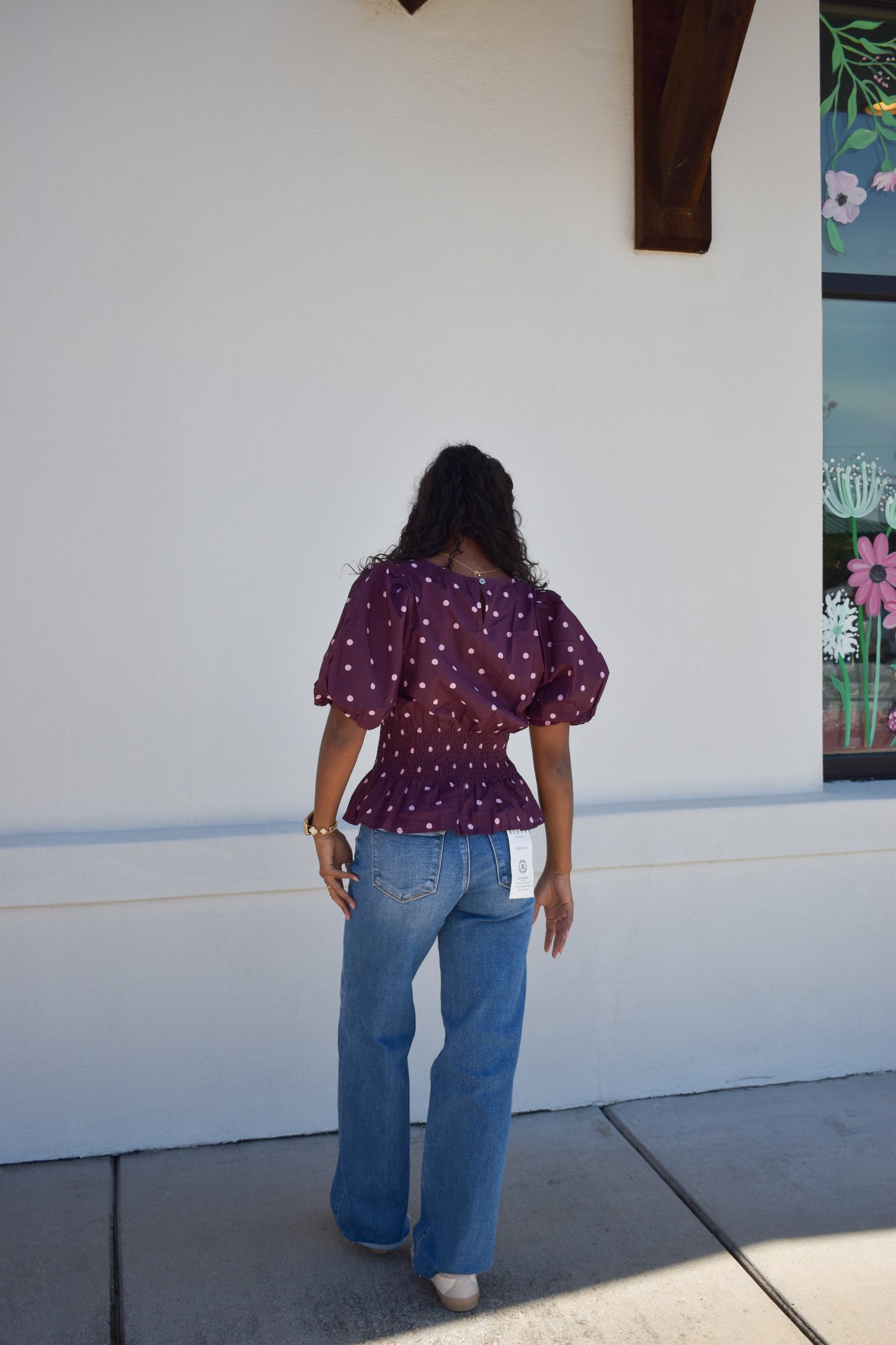 Polka Dot Plum Short Sleeve