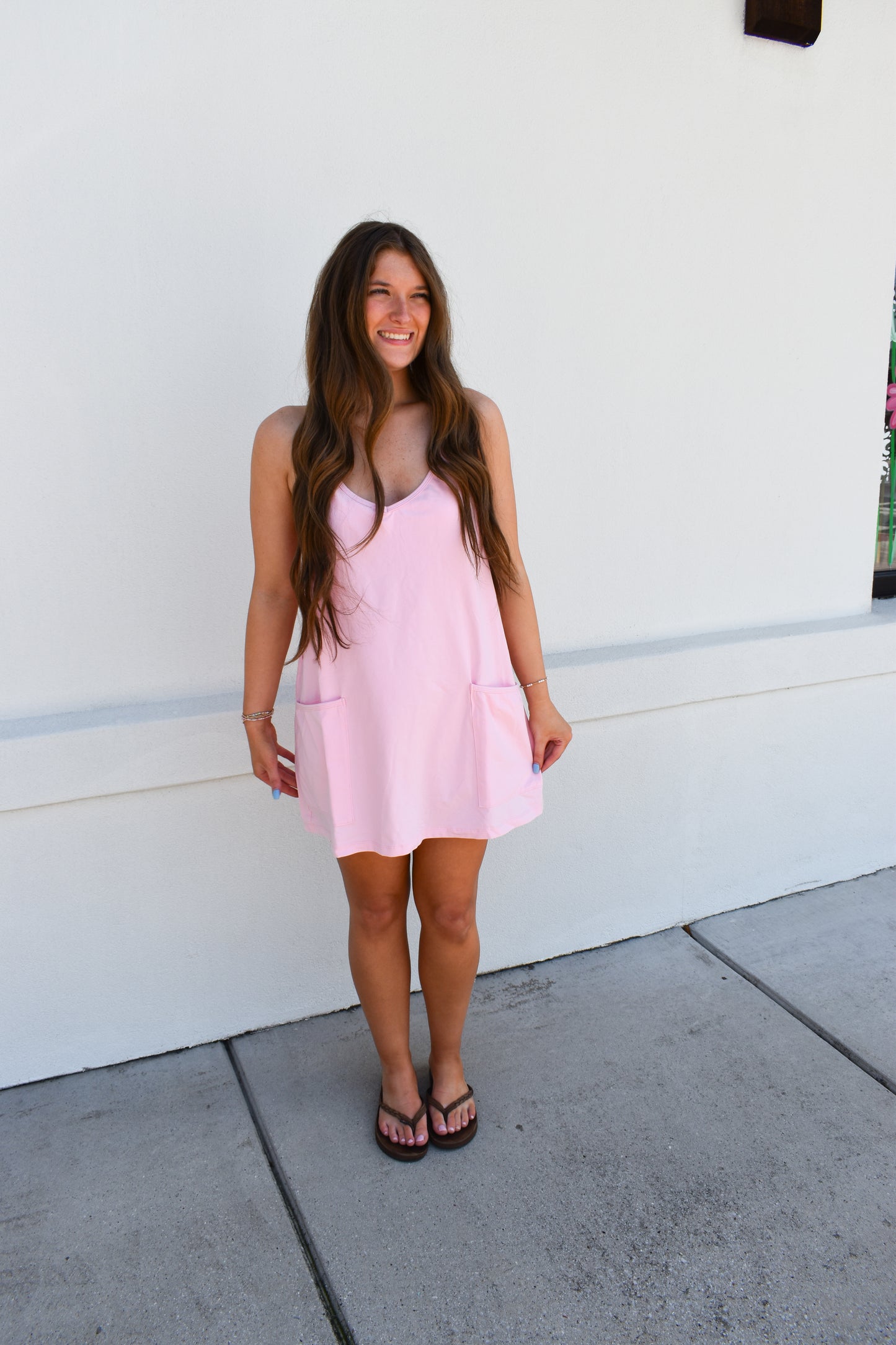 Mini Dress W/ Built in Romper Lining: Pink