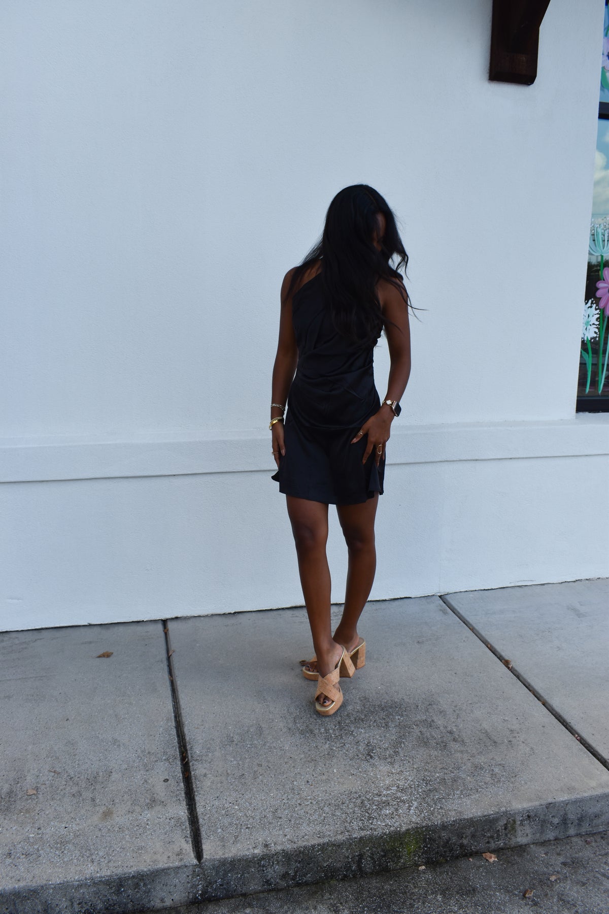 Solid Open Back Halter Mini Dress