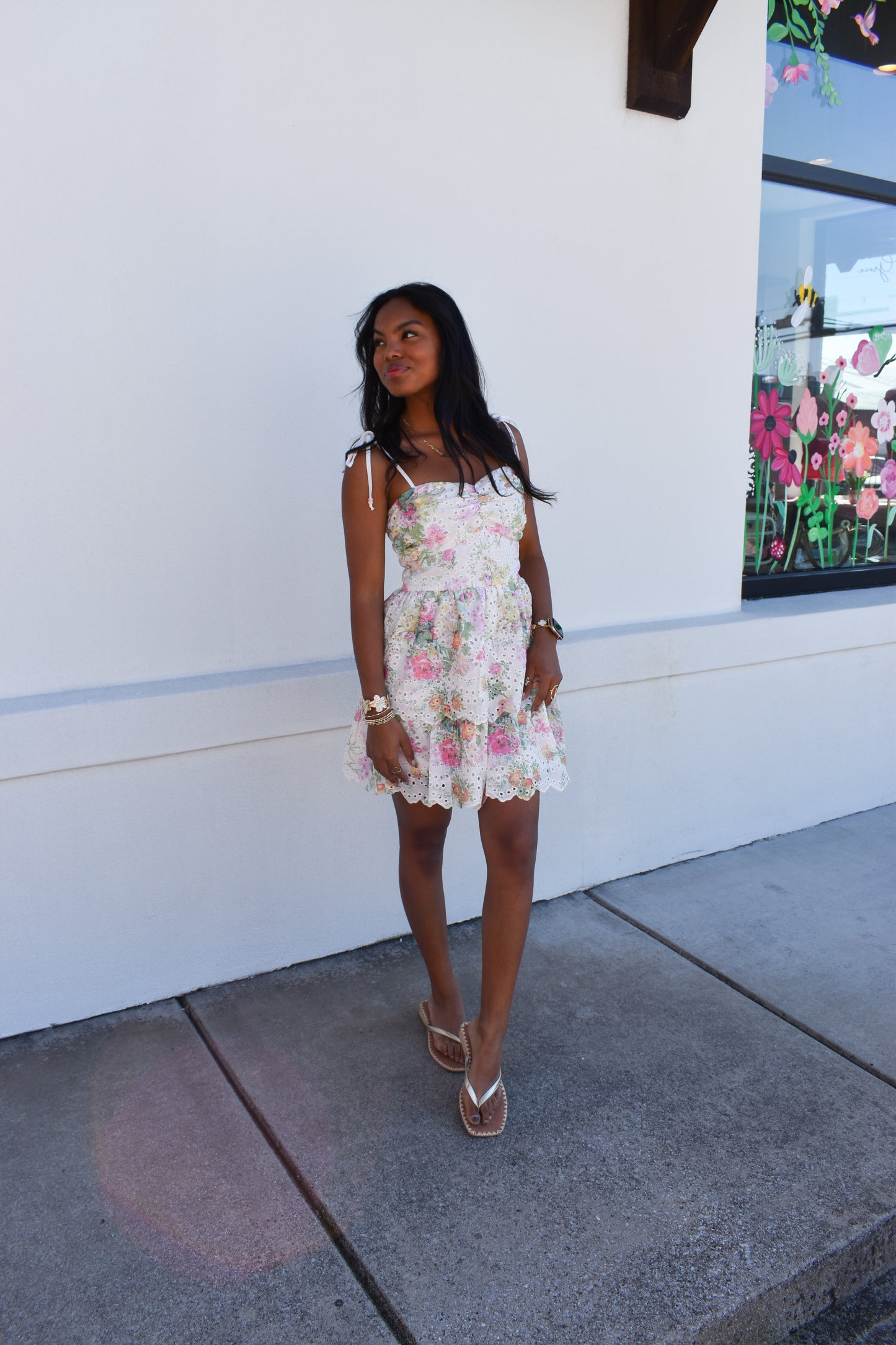 Elin Eyelet Tiered Mini Dress