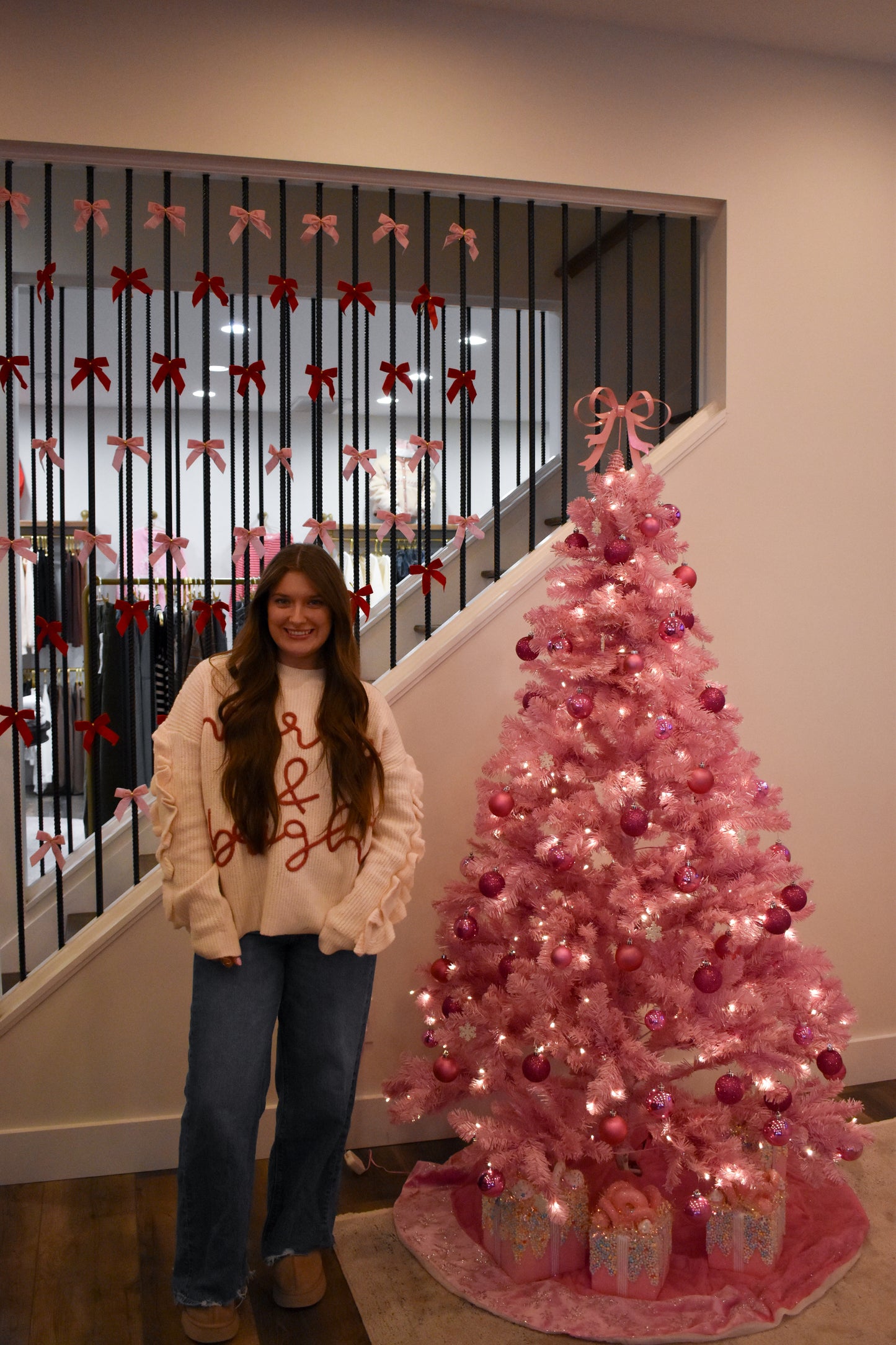 Merry & Bright Cord Letter Ruffle Top