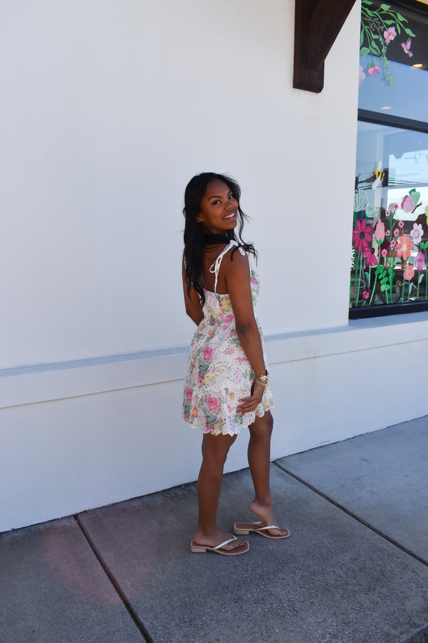 Elin Eyelet Tiered Mini Dress