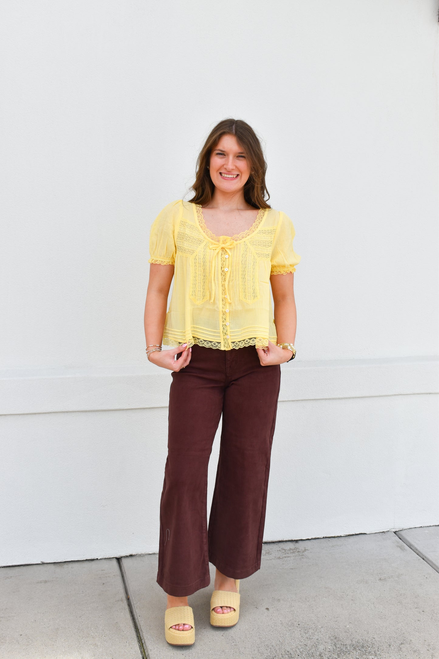 Lace & Lovely Top: Yellow