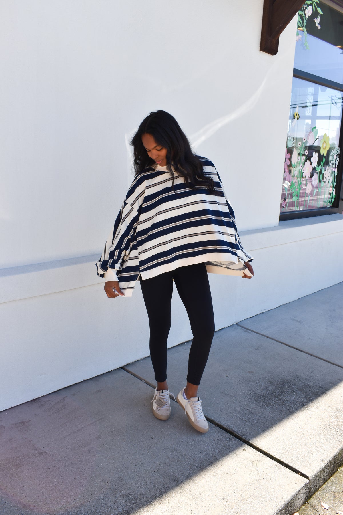 Striped Oversized Crewneck Top