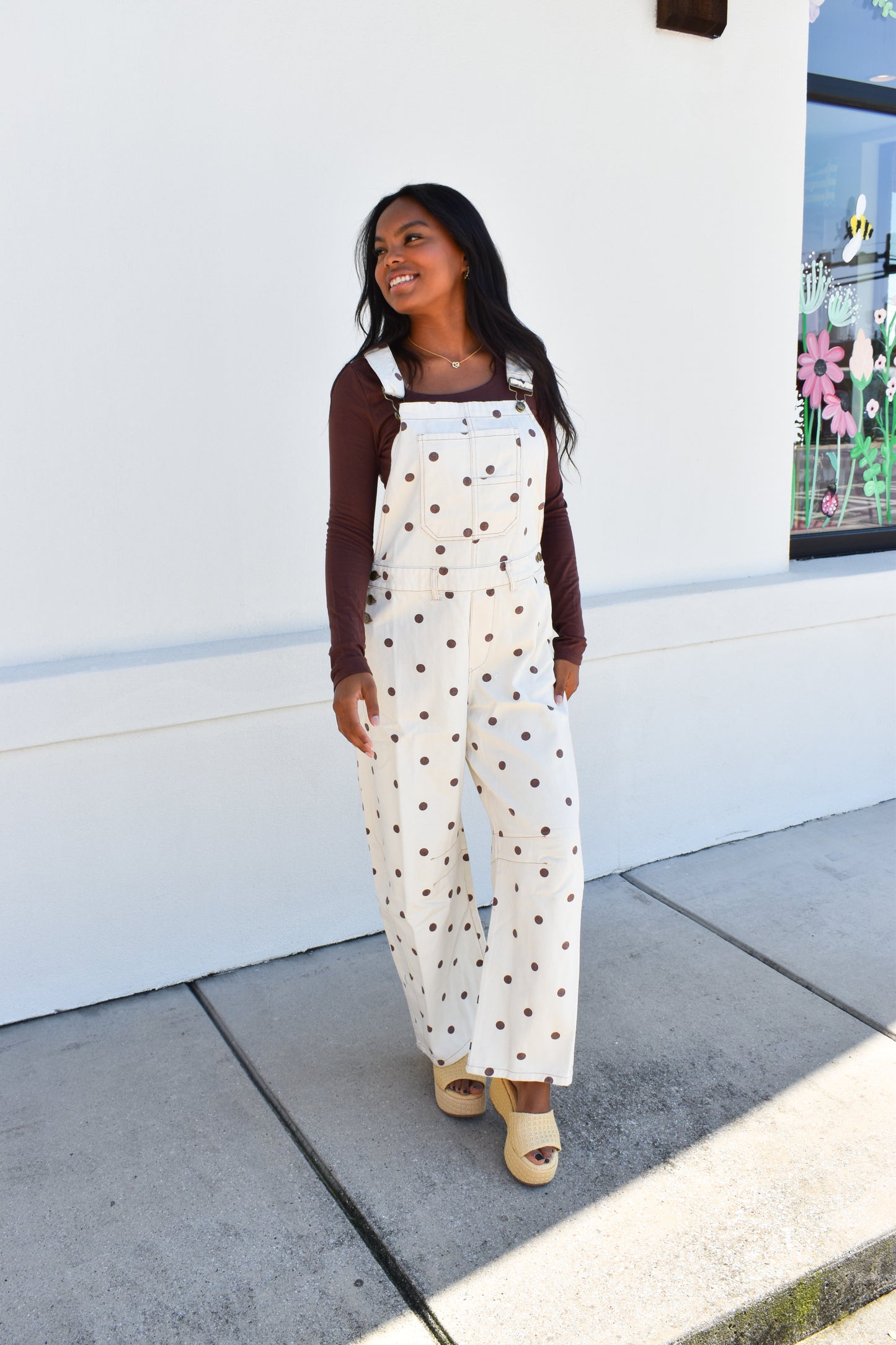 Polka Dot Twill Overalls